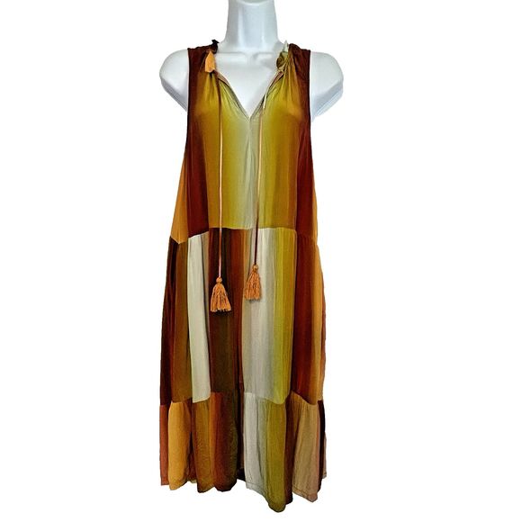 Sundance Zivah‎ Dress Small Ombre Sunset Sleeveless Pockets Tiered Beachy - Picture 2 of 8